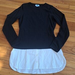Elegant Black and White Long Sleeve Top